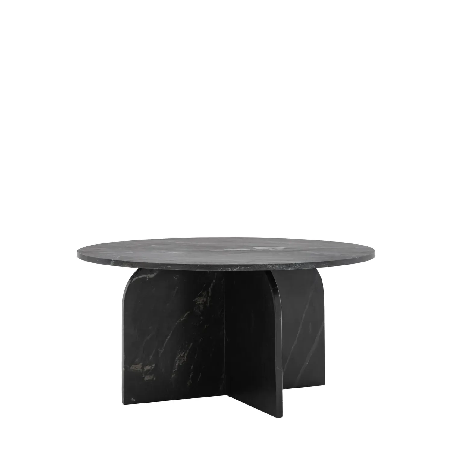 Round Coffee Table Sculptural Base - Black, Marble