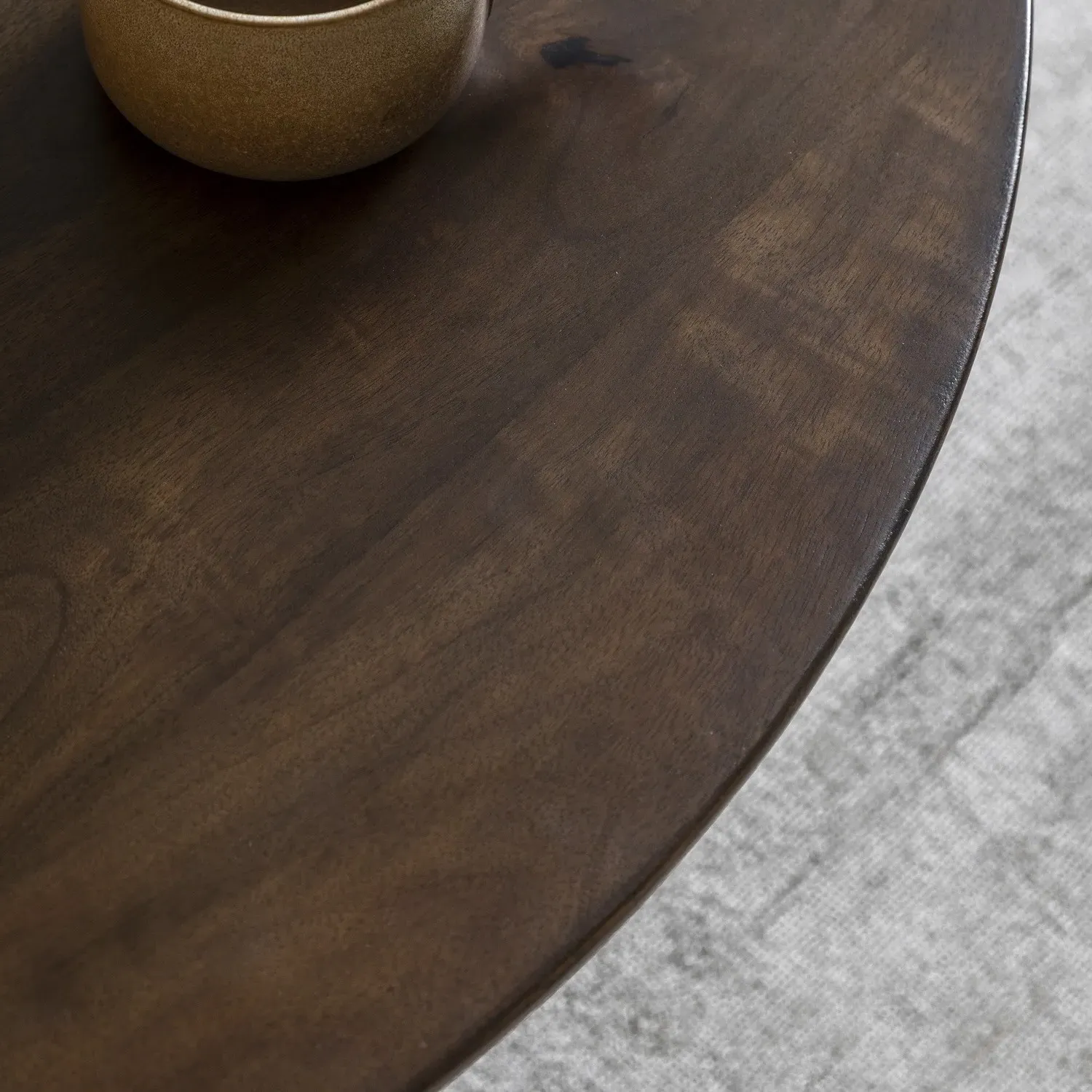 Round Coffee Table with Ball Feet - Brown, Mango Wood
