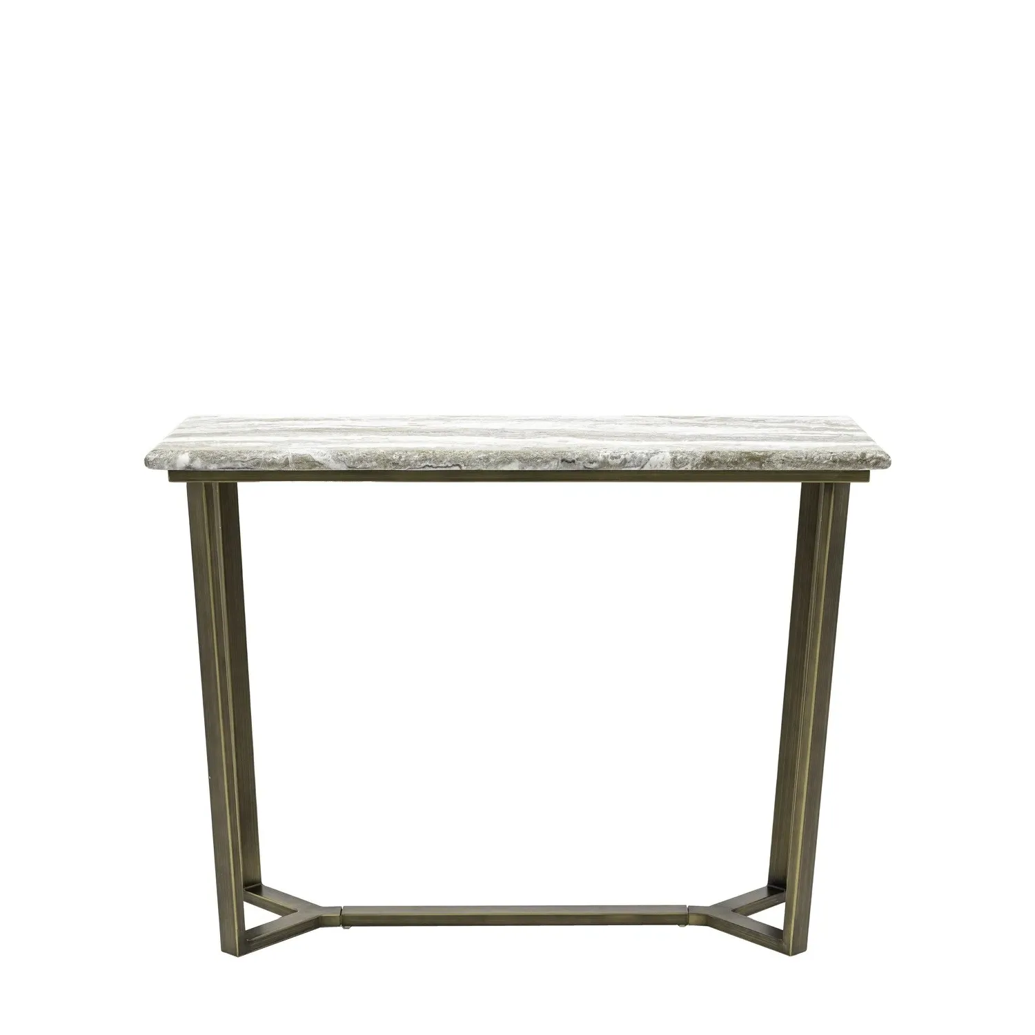 Round Console Table with Brass Legs - Green, Marble
