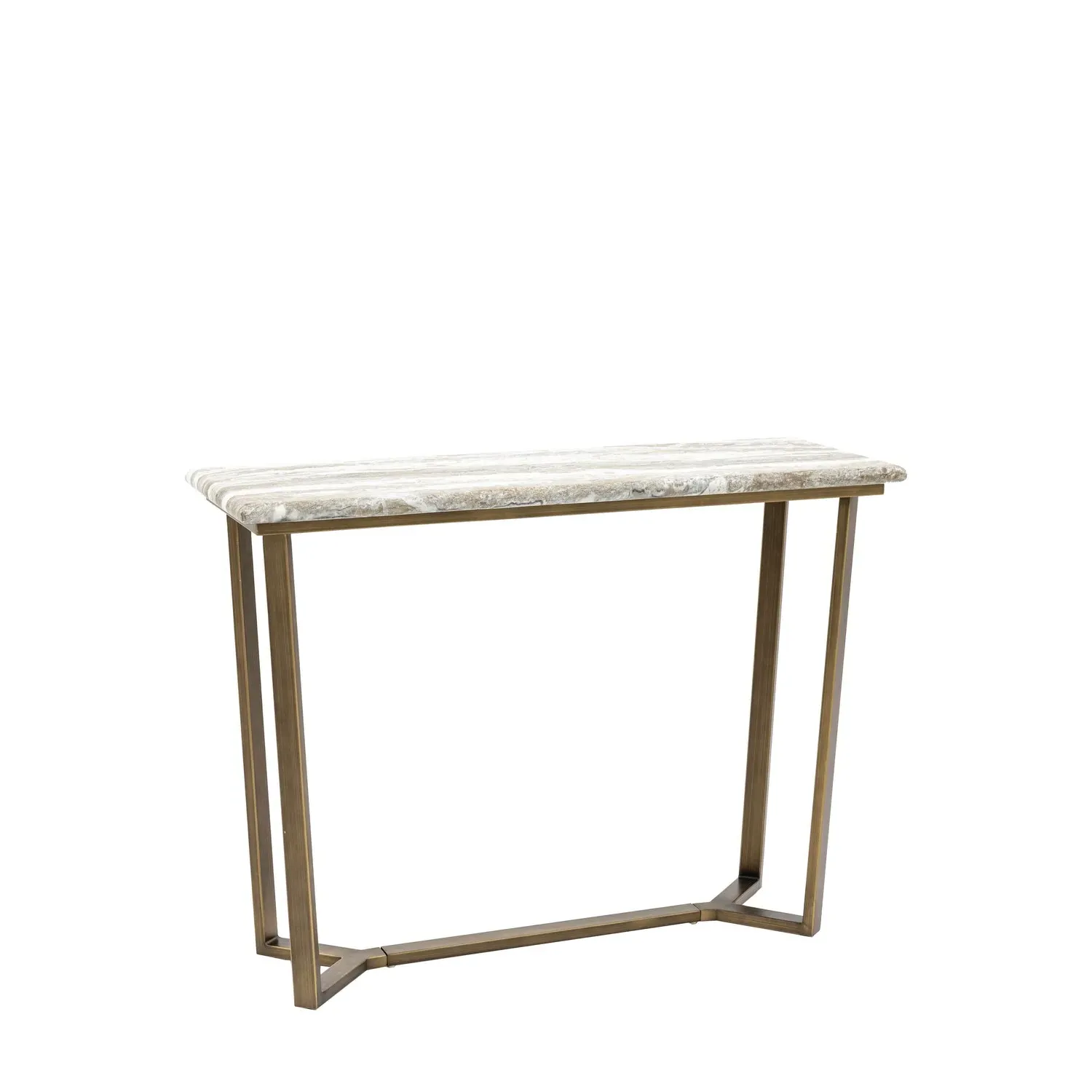 Round Console Table with Brass Legs - Green, Marble
