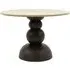 Round Dining Table with Travertine Top - Brown, Wood