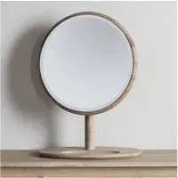 Round Dressing Table Mirror - Oak, Solid Wood