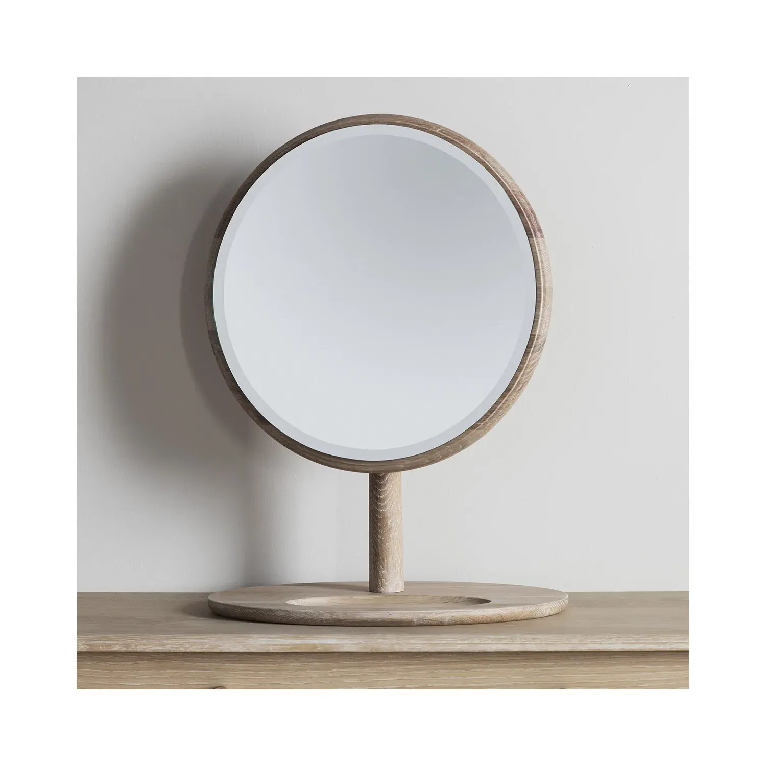 Round Dressing Table Mirror - Oak, Solid Wood
