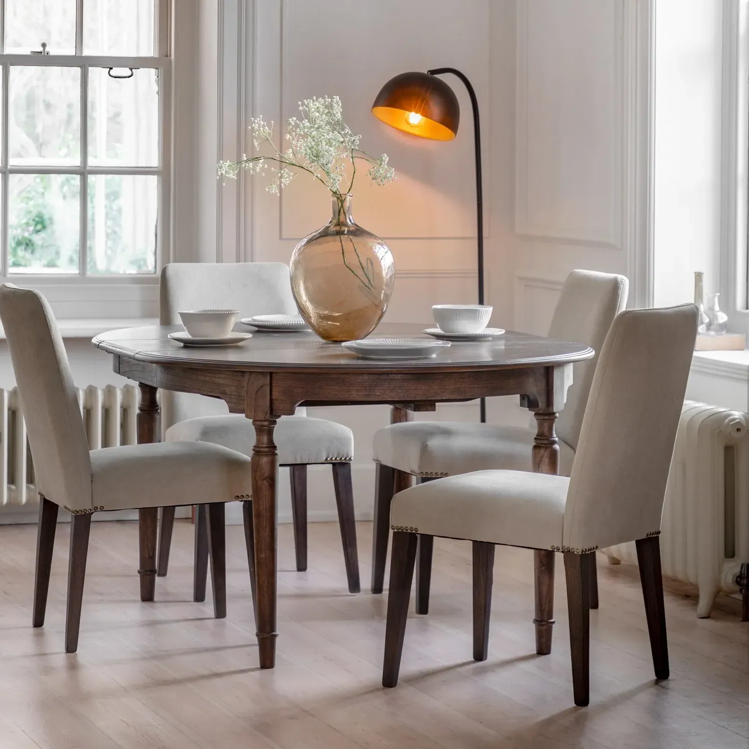 Round Extendable Dining Table - Brown, Mindi Wood