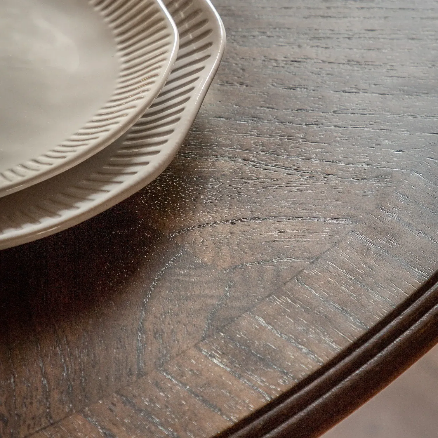 Round Extendable Dining Table - Brown, Mindi Wood