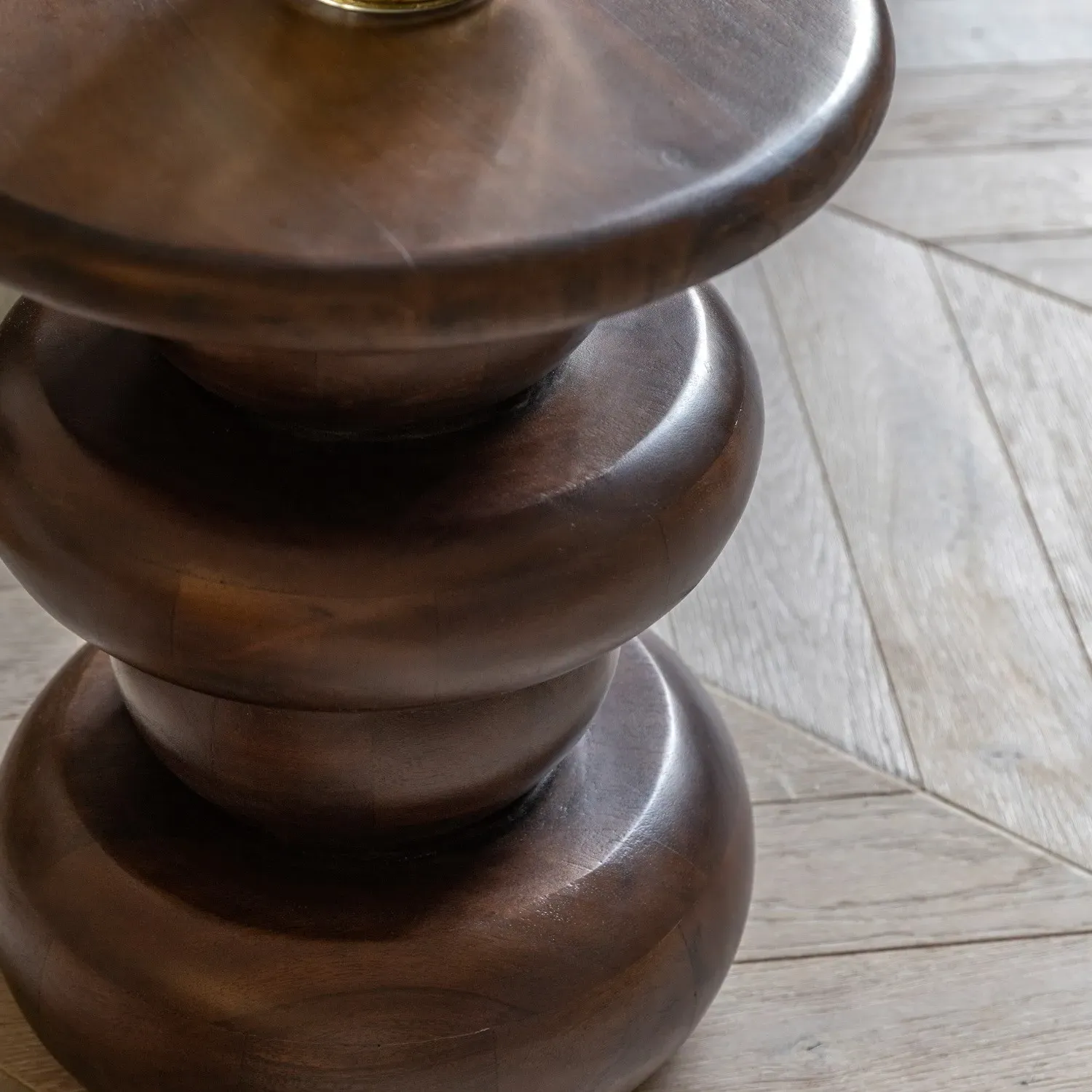Round Sculptural Side Table - Brown, Mango Wood