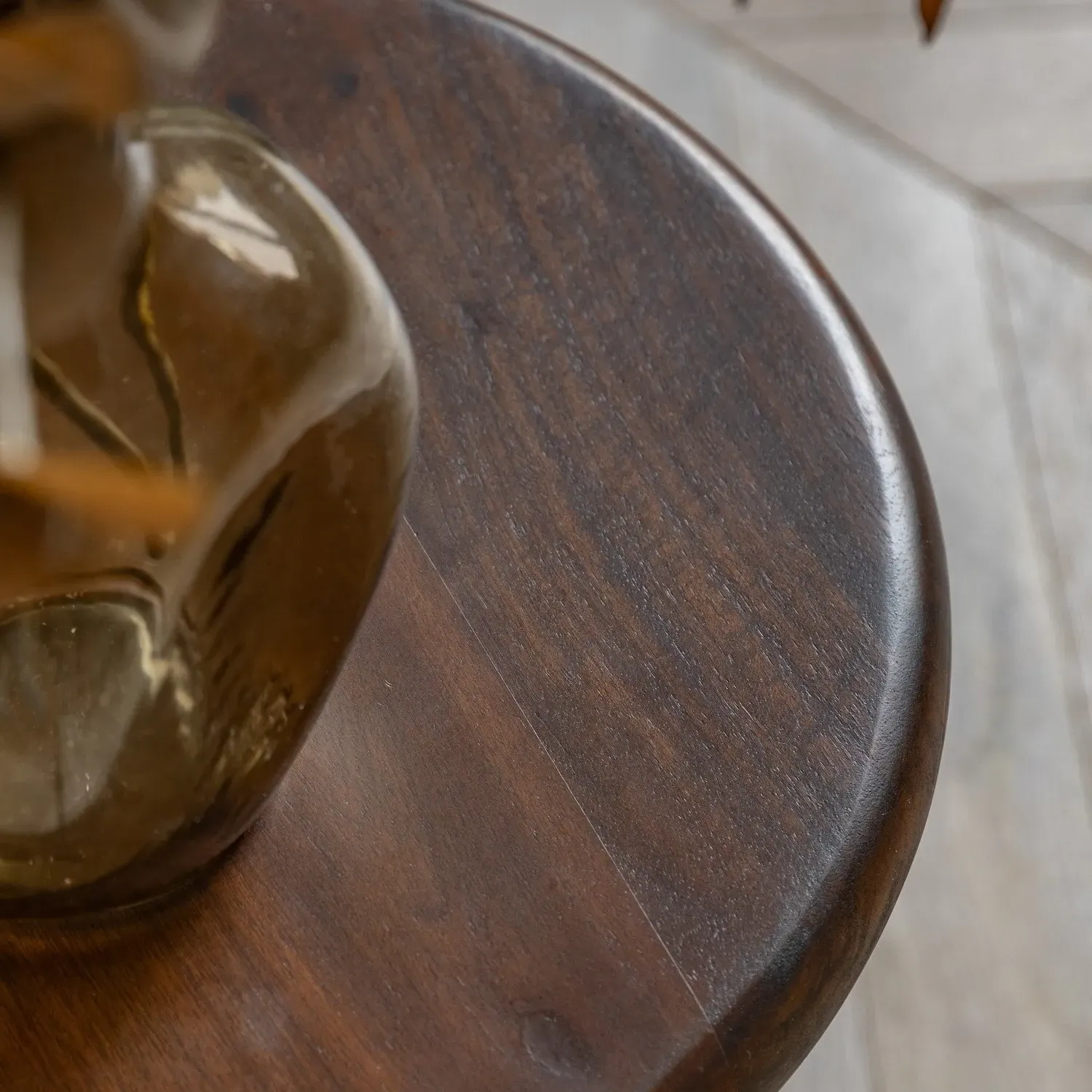 Round Sculptural Side Table - Brown, Mango Wood