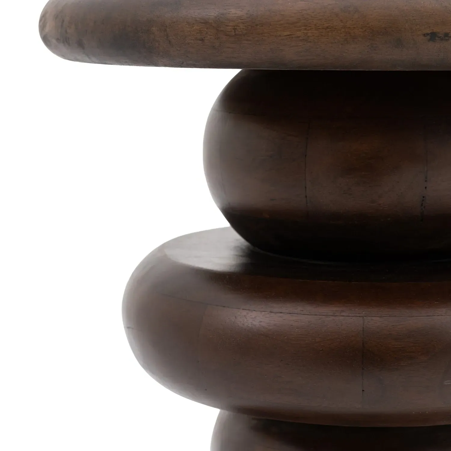 Round Sculptural Side Table - Brown, Mango Wood