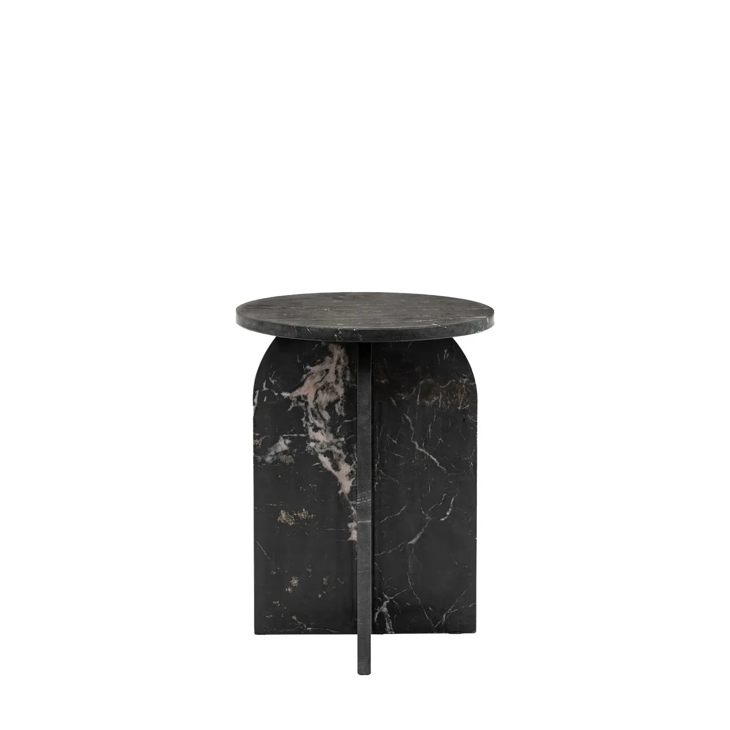 Round Side Table - Black, Marble Effect