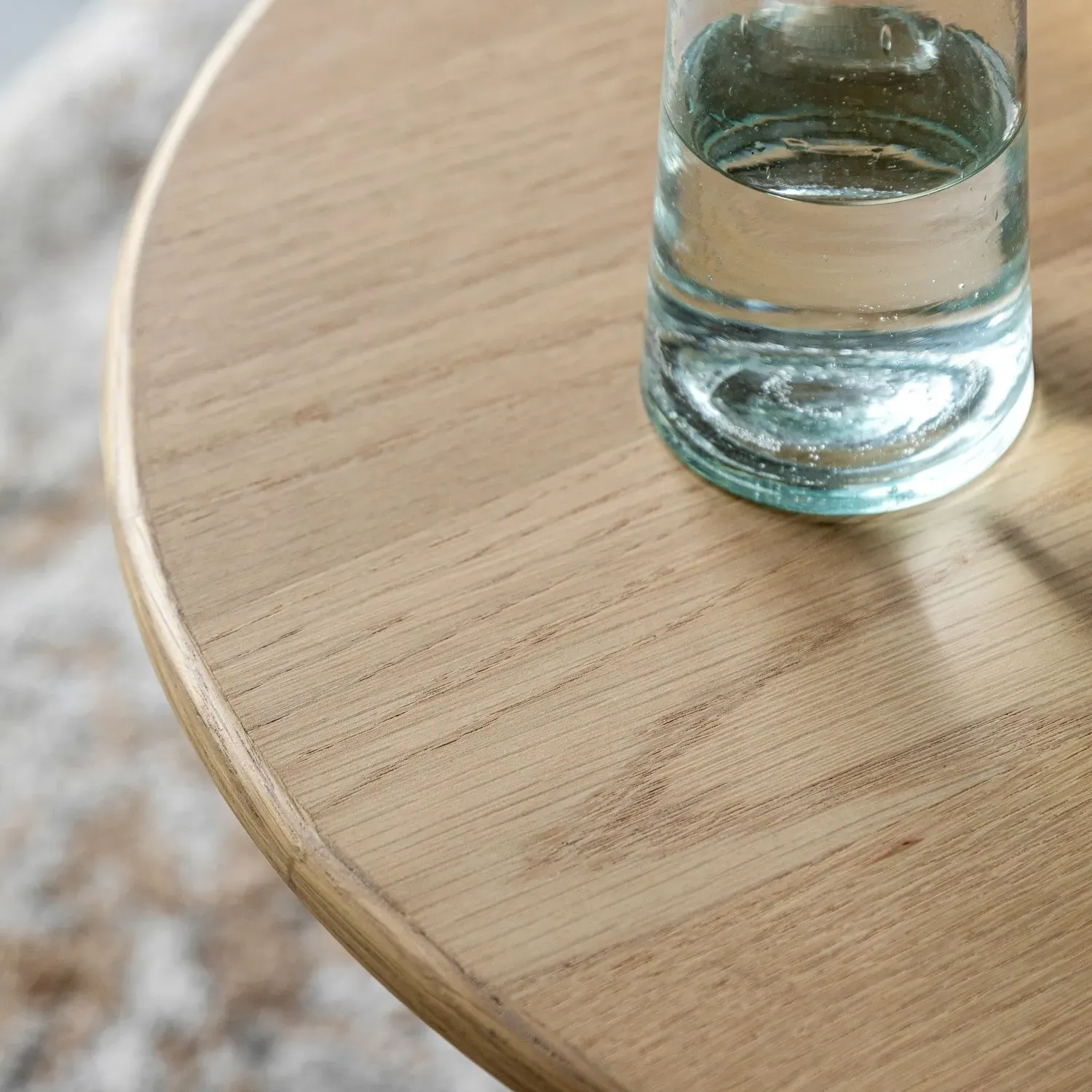 Round Side Table - Brown, Oak Veneer