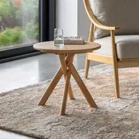 Round Side Table - Brown, Oak Veneer