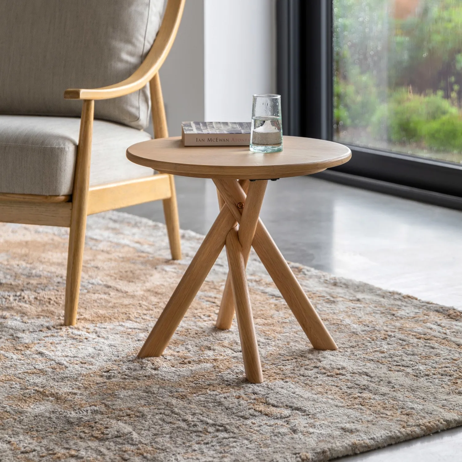Round Side Table - Brown, Oak Veneer image