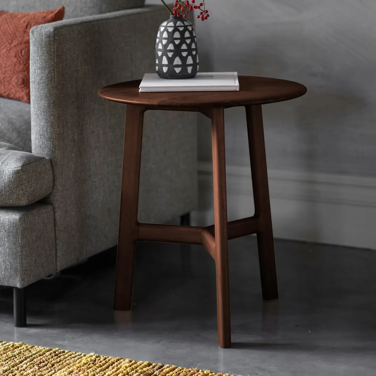 Round Side Table - Brown, Walnut image