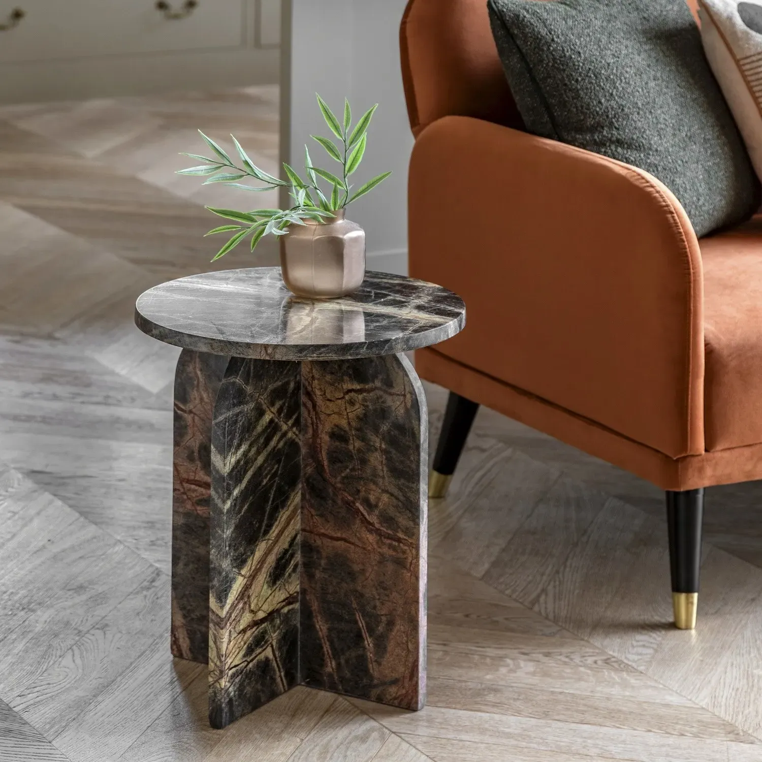 Round Side Table - Ember, Marble