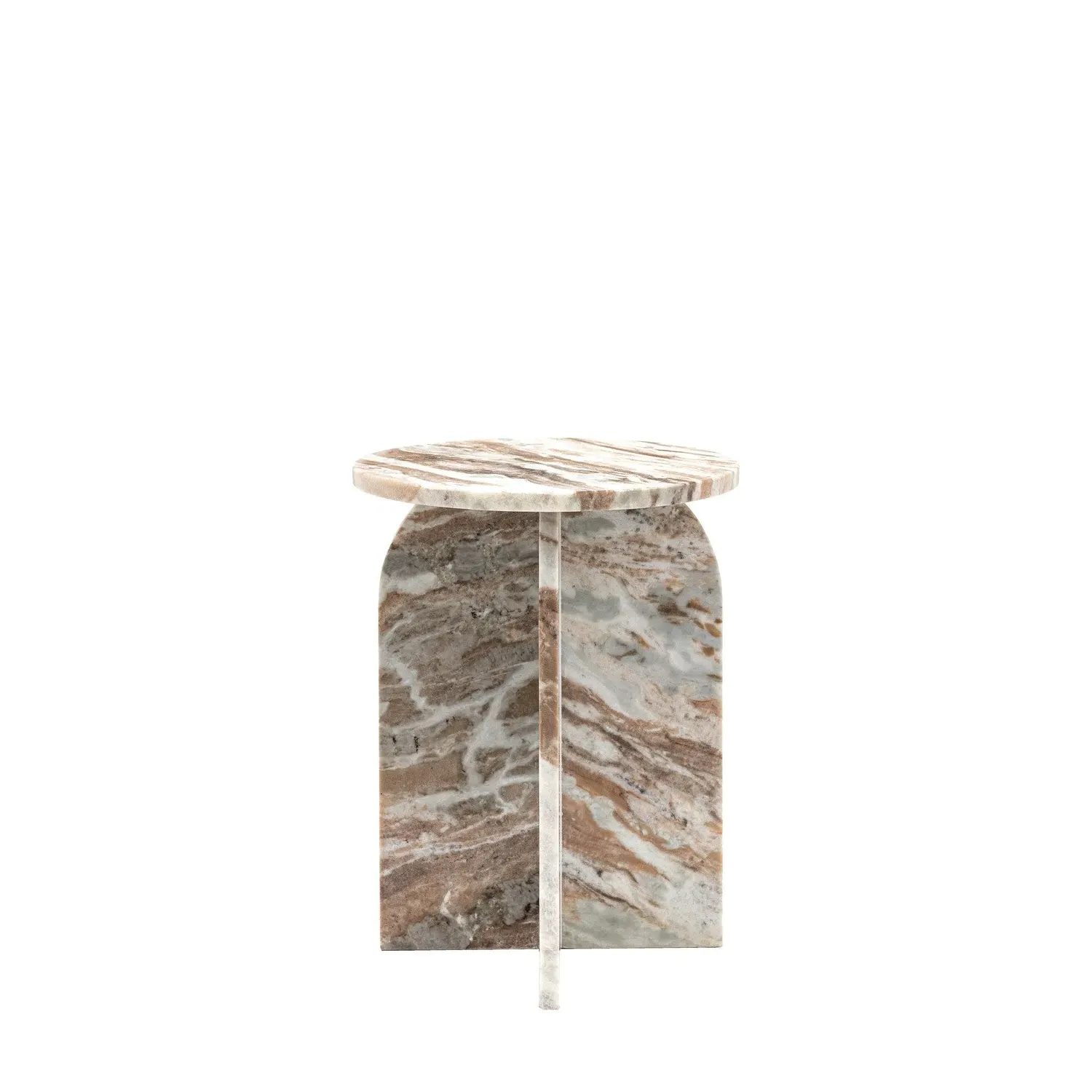 Round Side Table - Natural, Marble
