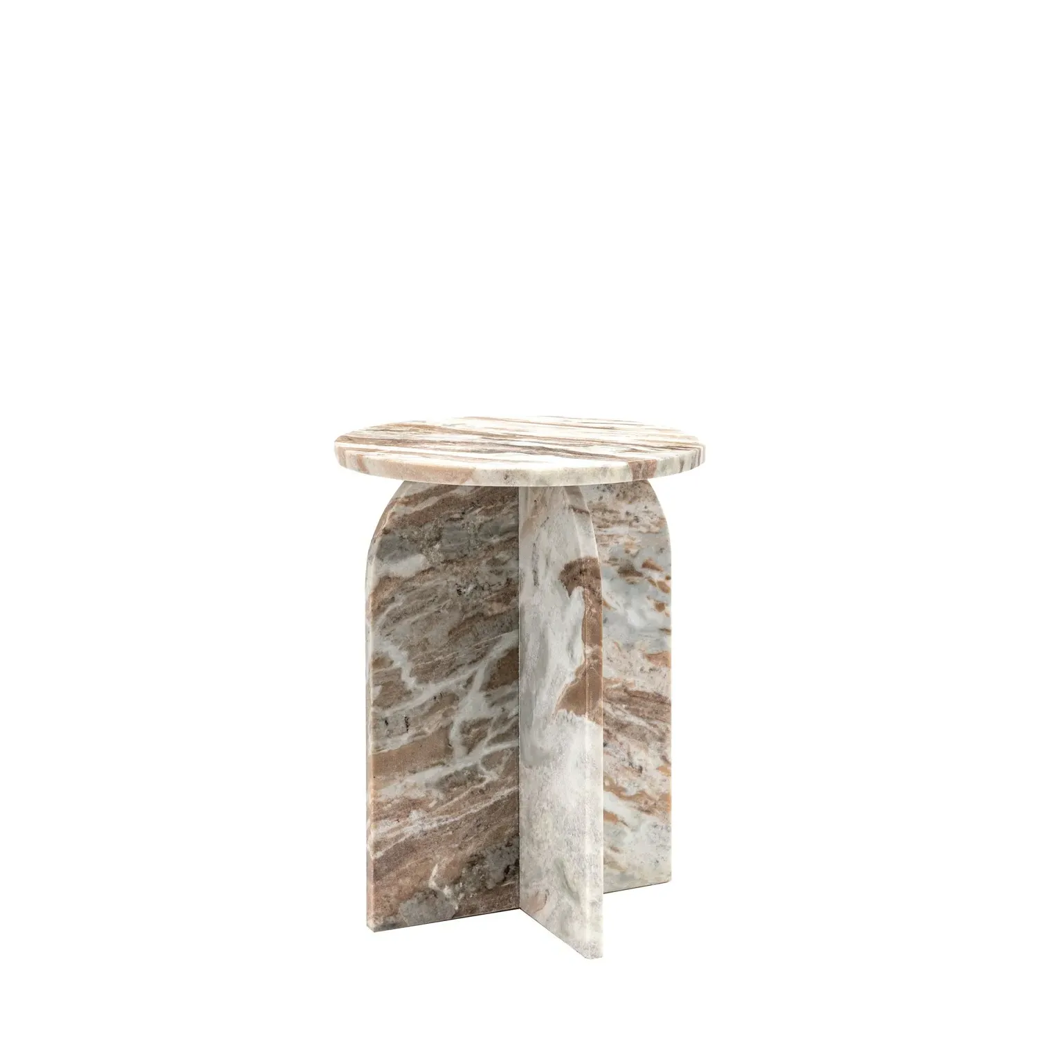 Round Side Table - Natural, Marble