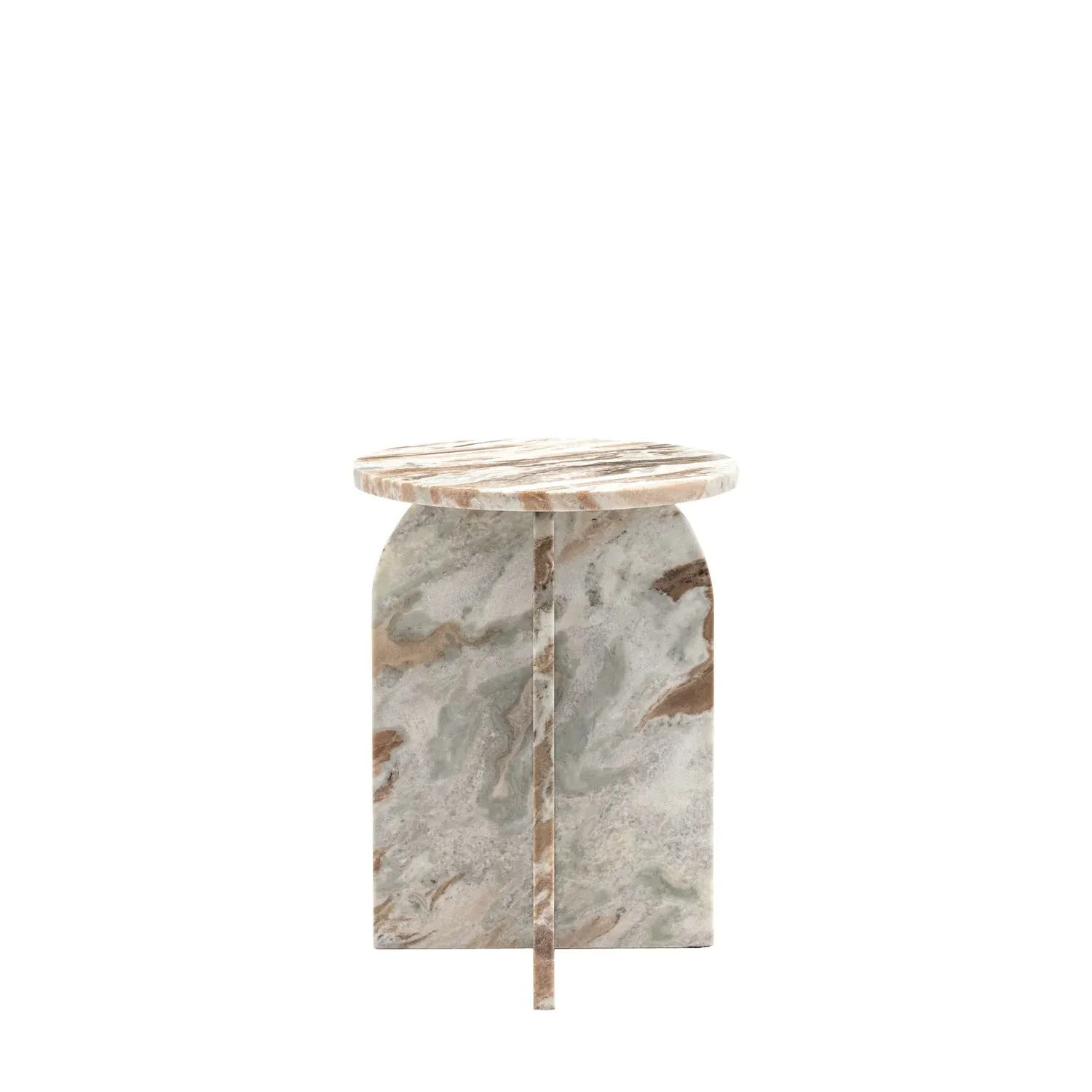 Round Side Table - Natural, Marble