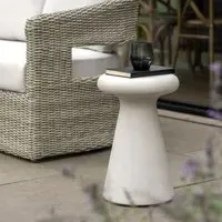 Round Side Table - White, Concrete