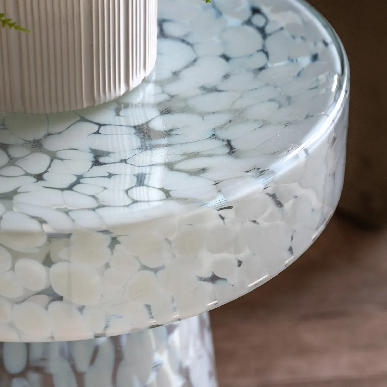 Round Side Table - White, Glass