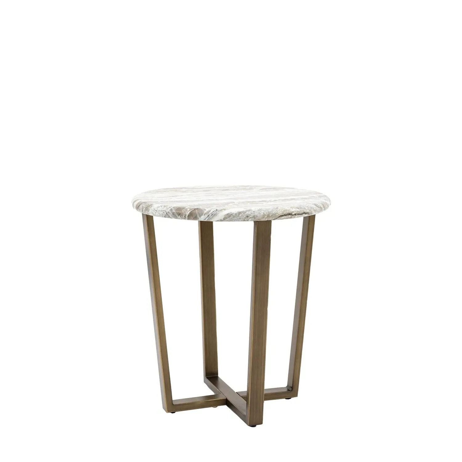 Round Side Table with Brass Legs - Green, Marble