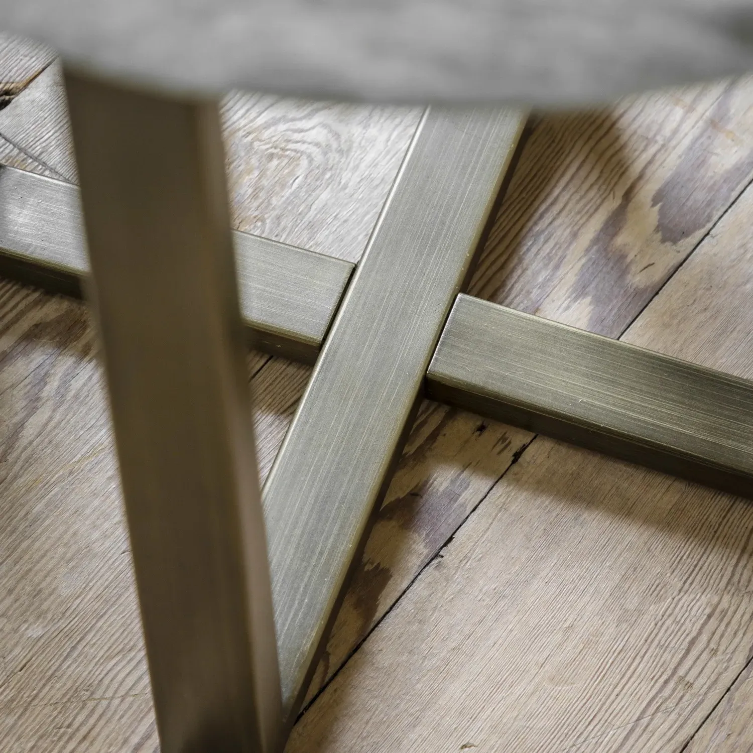 Round Side Table with Brass Legs - Green, Marble
