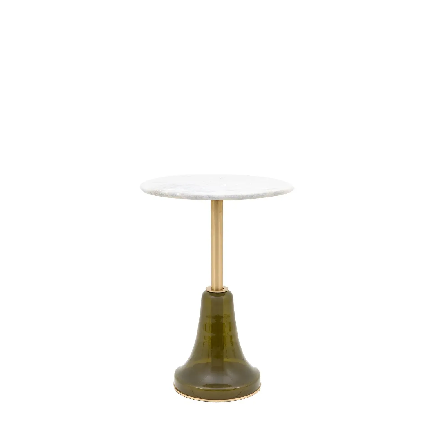 Round Side Table with Glass Base - Green, Marble