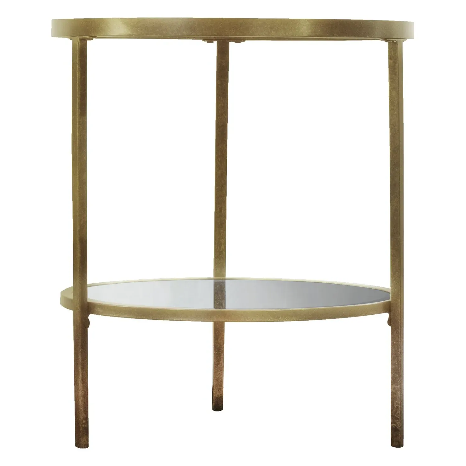 Round Side Table with Storage - Gold, Glass