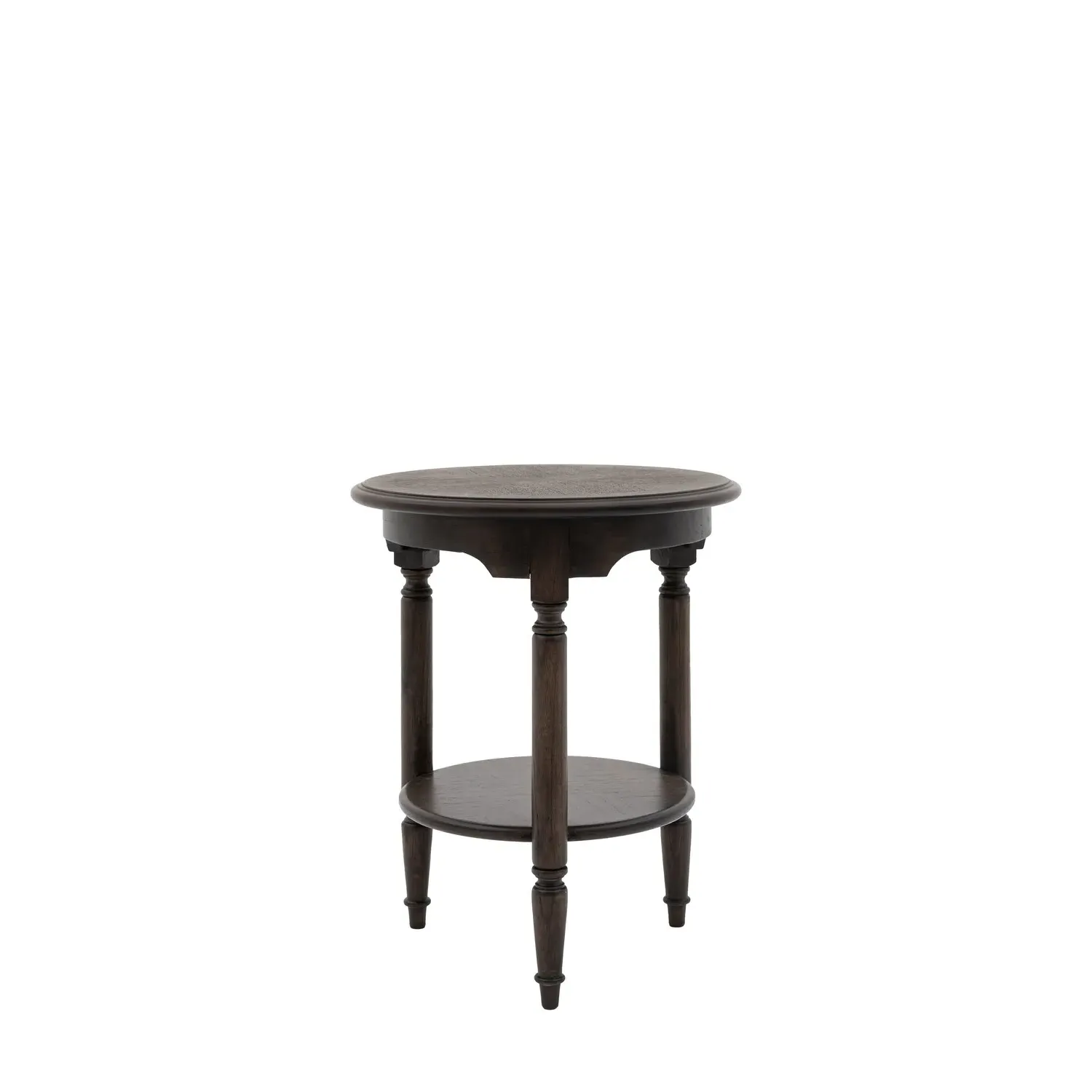 Round Side Table with Storage Shelf - Walnut