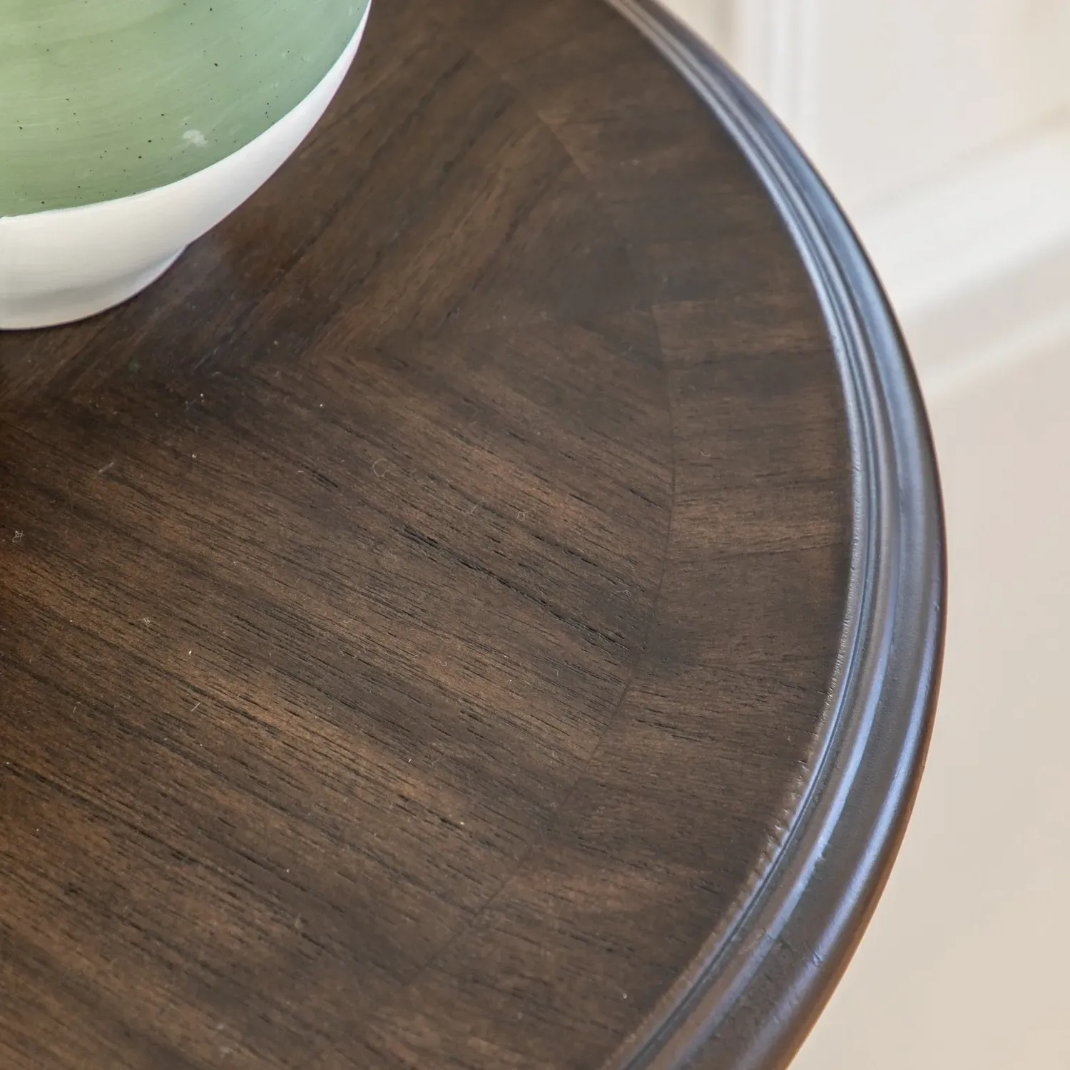 Round Side Table with Storage Shelf - Walnut