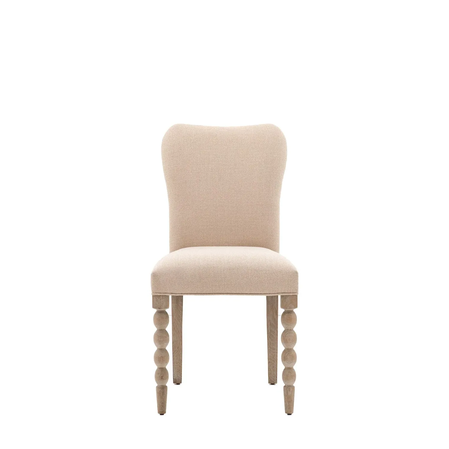 Set of 2 Bobbin Detail Dining Chairs - Beige, Oak