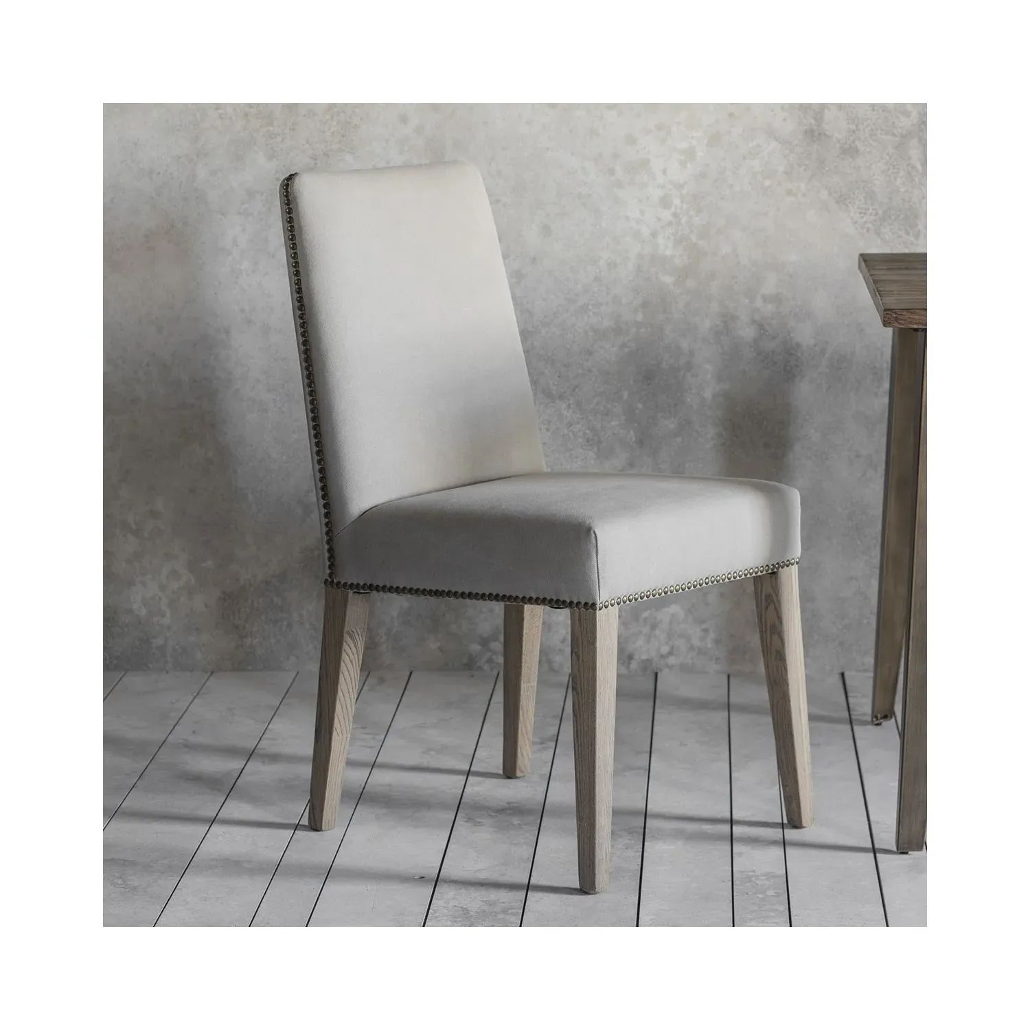 Set of 2 Dining Chairs - Grey, Fabric