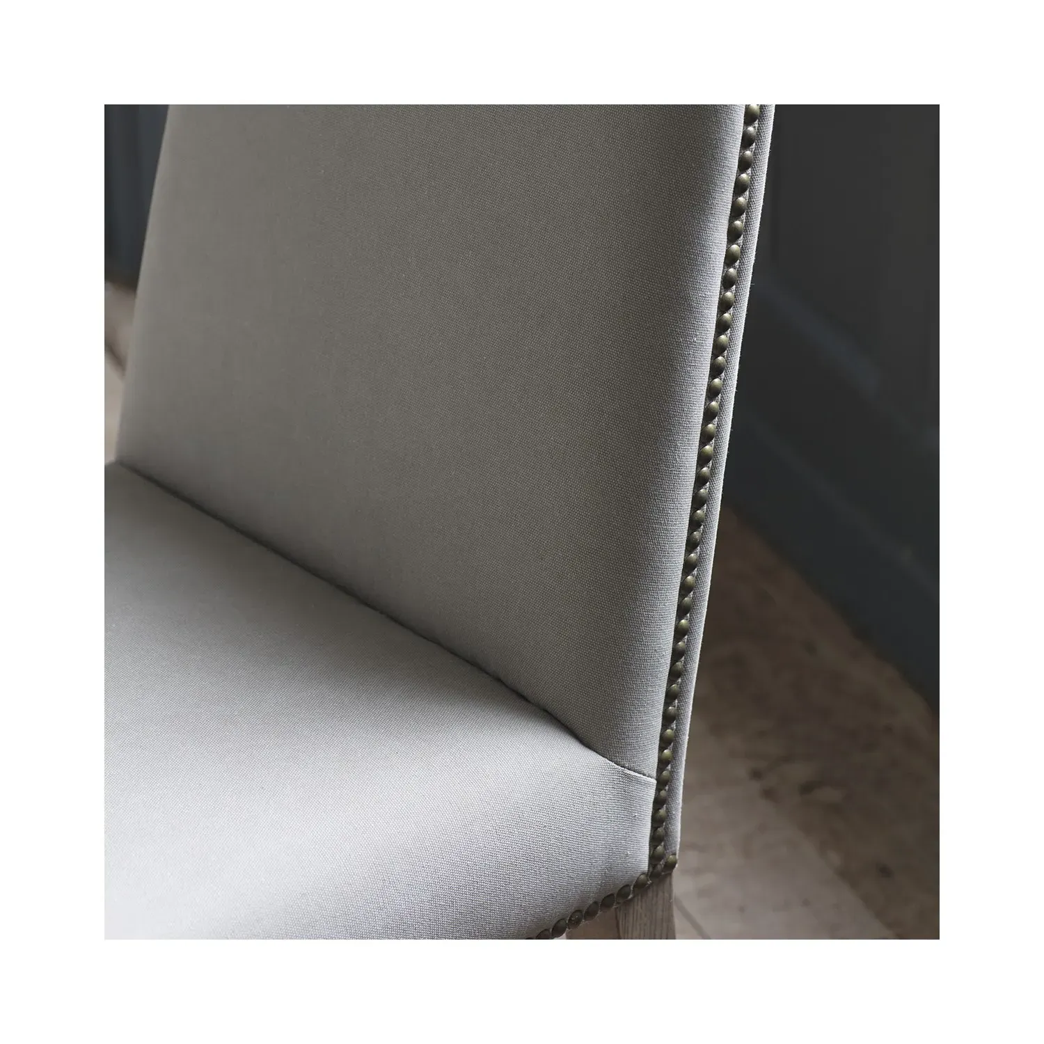 Set of 2 Dining Chairs - Grey, Fabric