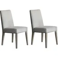 Set of 2 Dining Chairs - Grey, Fabric