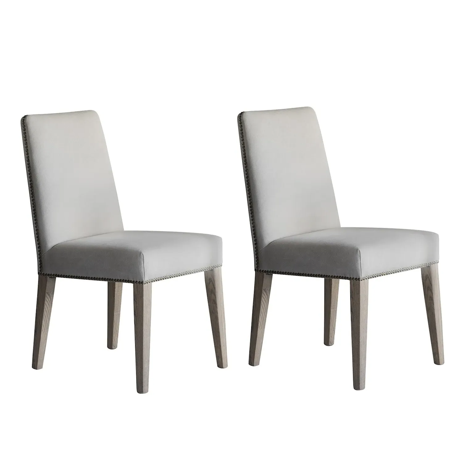 Set of 2 Dining Chairs - Grey, Fabric