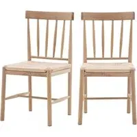 Set of 2 Dining Chairs - Natural, Oak