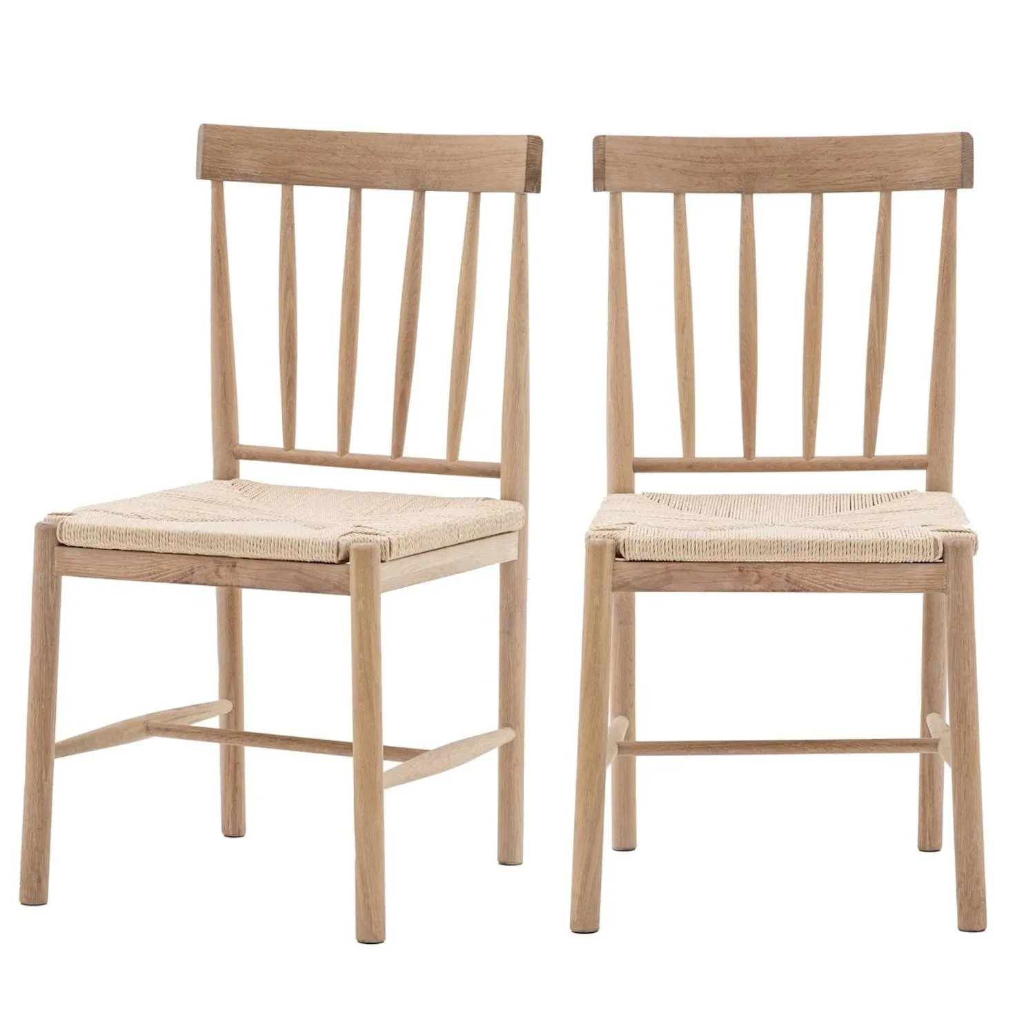 Set of 2 Dining Chairs - Natural, Oak