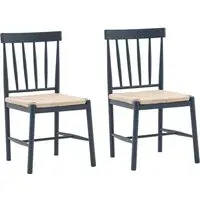 Set of 2 Dining Chairs - Navy, Wood