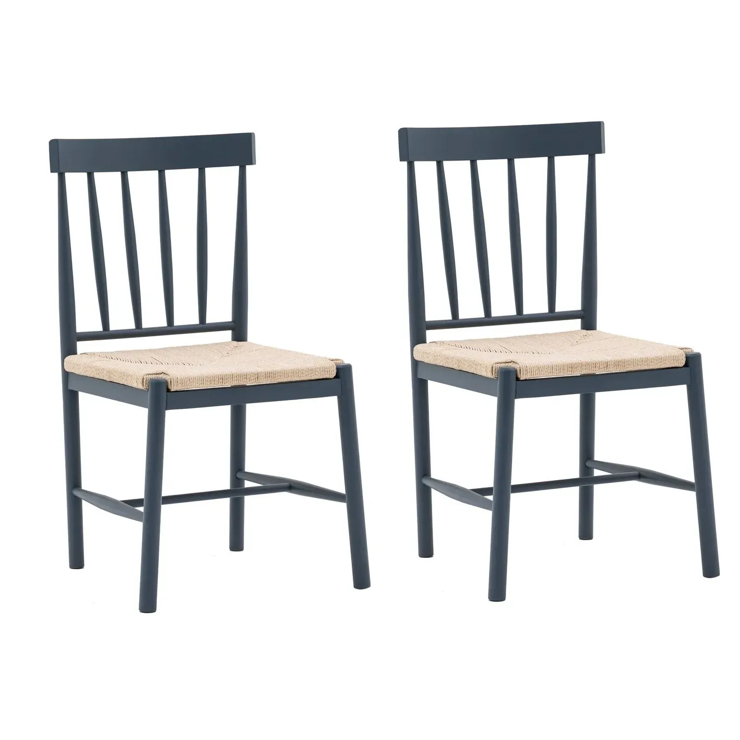 Set of 2 Dining Chairs - Navy, Wood