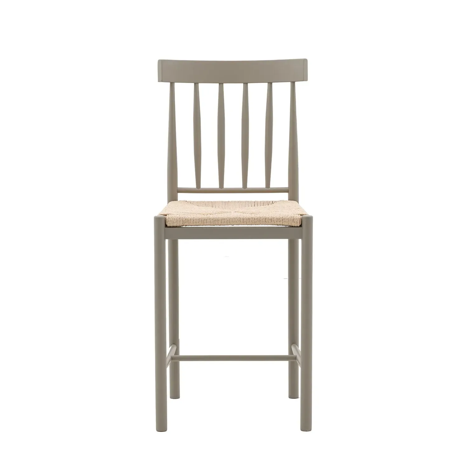 Set of 2 Kitchen Stools with Woven Seats - Green, Oak
