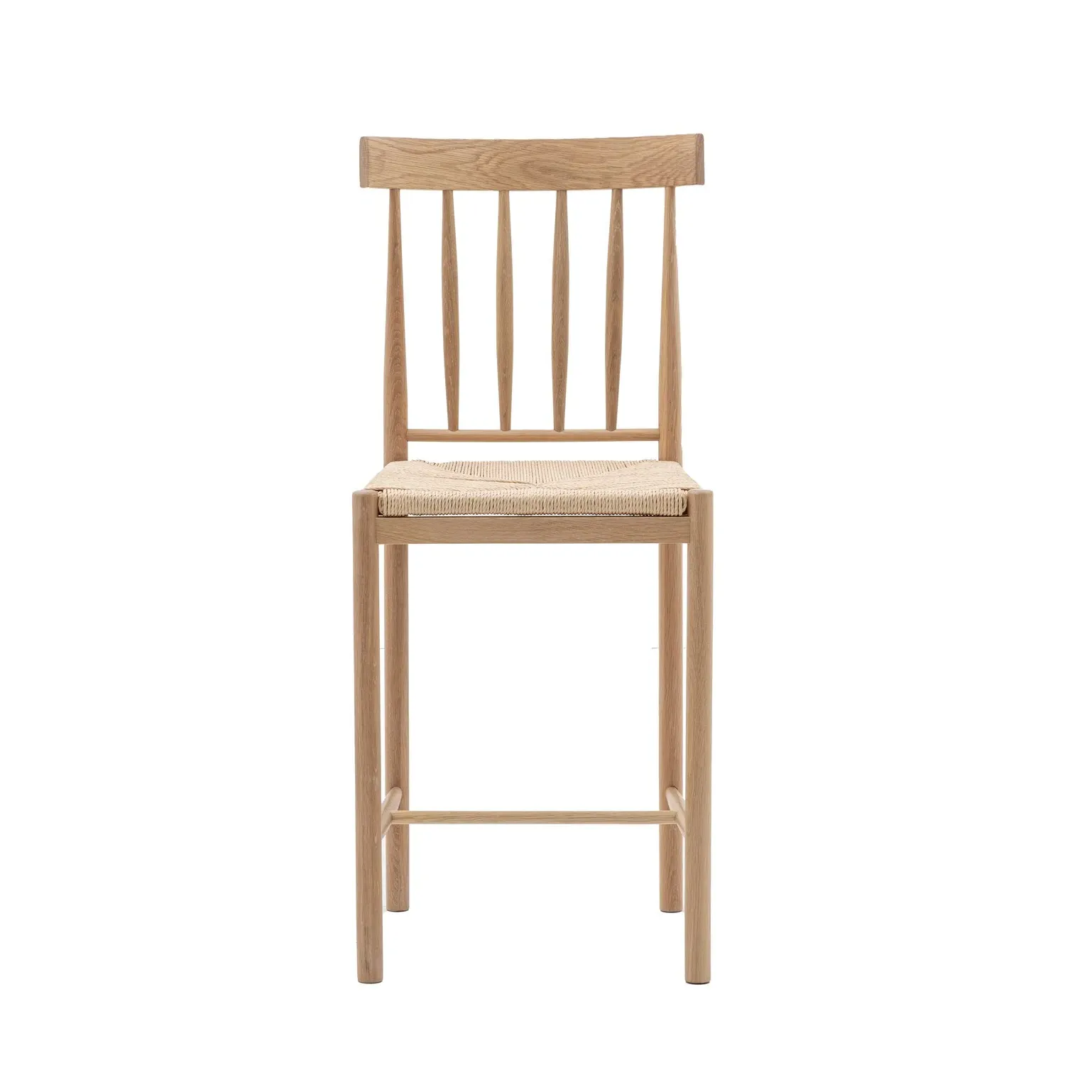 Set of 2 Kitchen Stools with Woven Seats - Natural, Oak