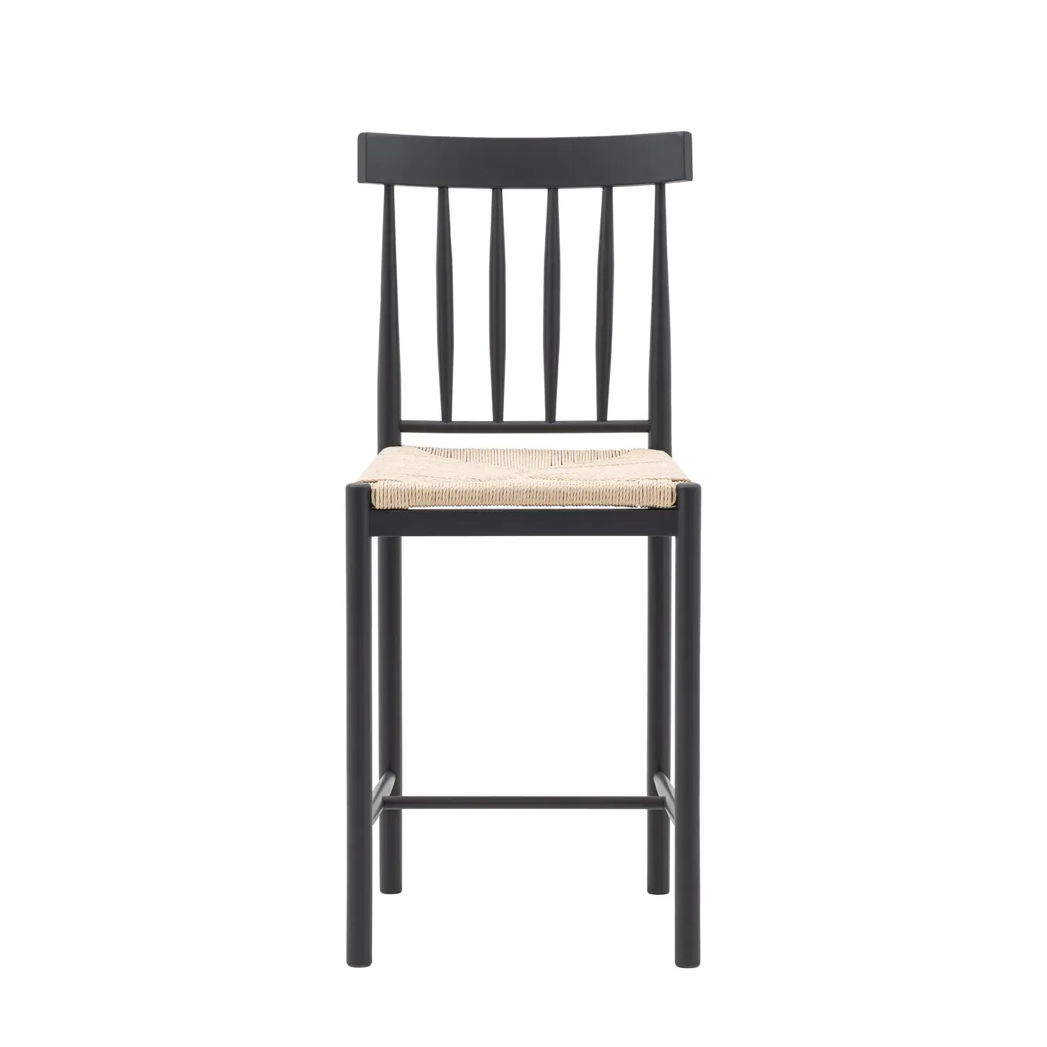 Set of 2 Kitchen Stools with Woven Seats - Navy, Oak