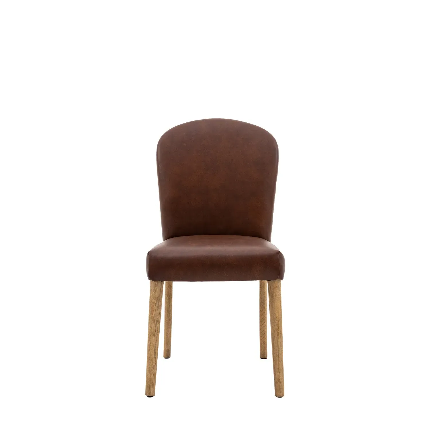 Set of 2 Leather Dining Chairs - Brown, Leather