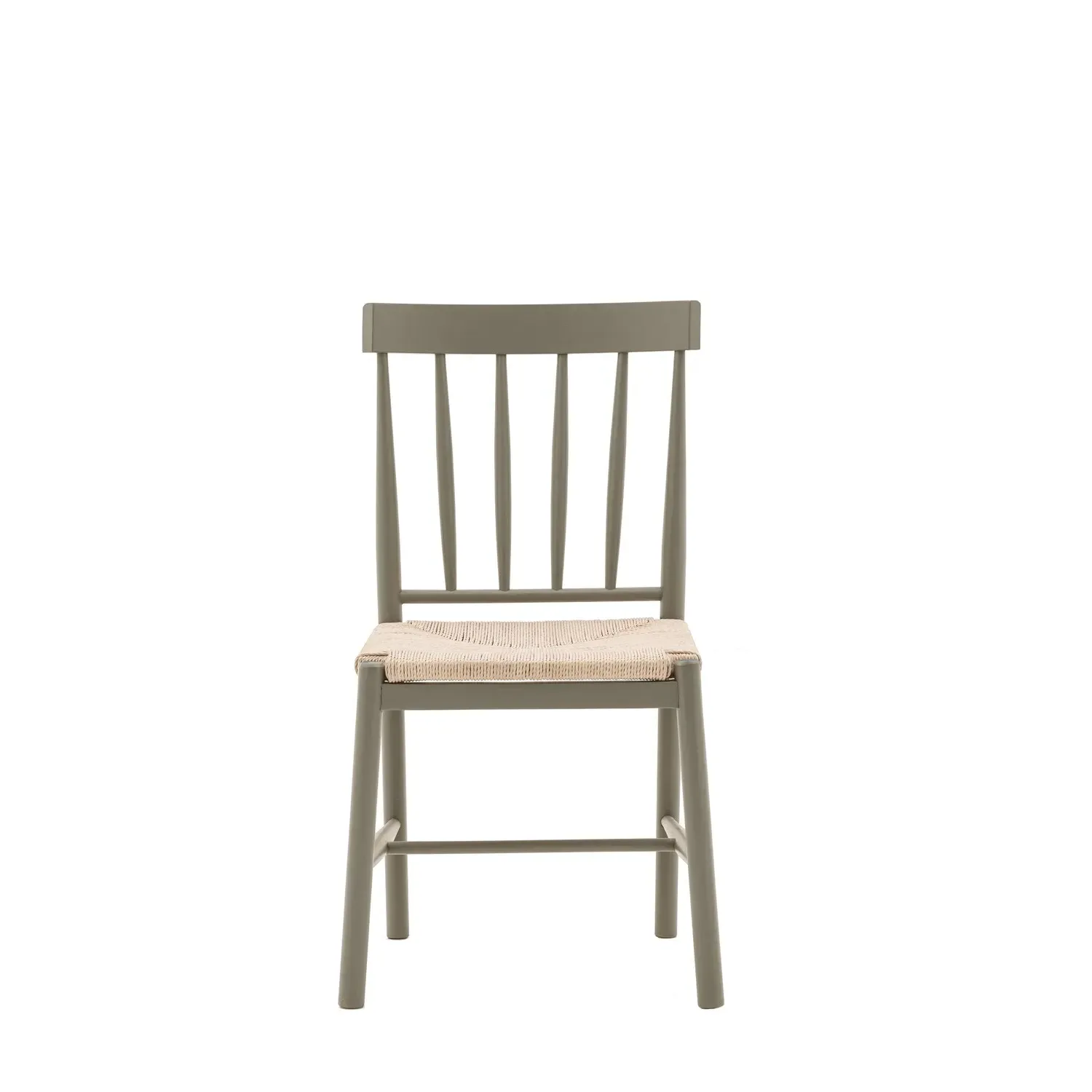 Set of 2 Rope Seat Dining Chairs - Green, Wood