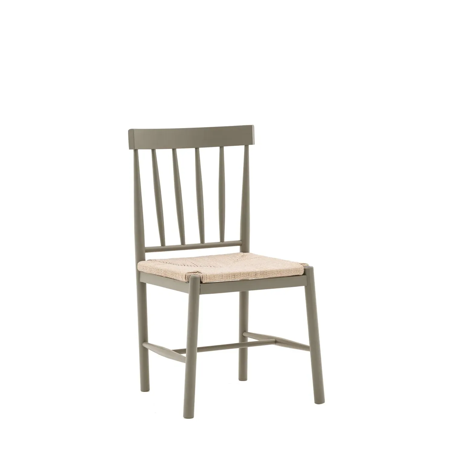 Set of 2 Rope Seat Dining Chairs - Green, Wood