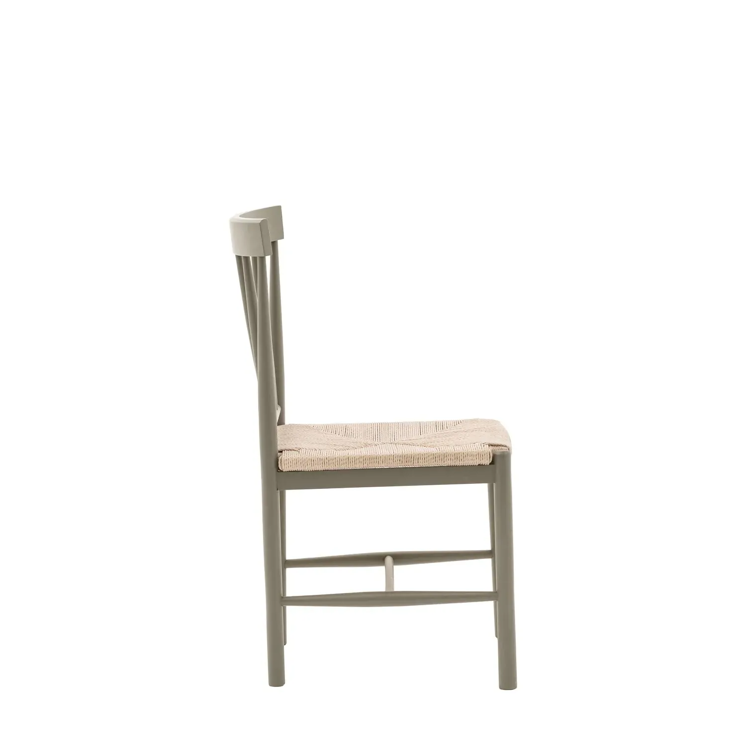 Set of 2 Rope Seat Dining Chairs - Green, Wood