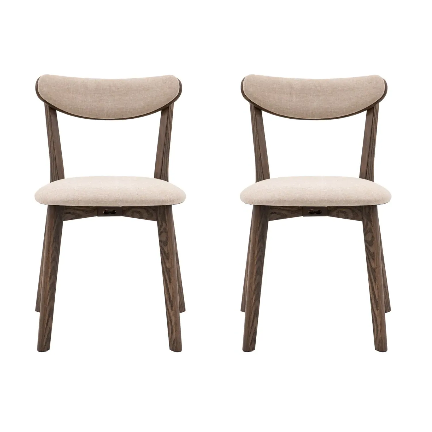 Set of 2 Upholstered Dining Chairs - Brown, Wood