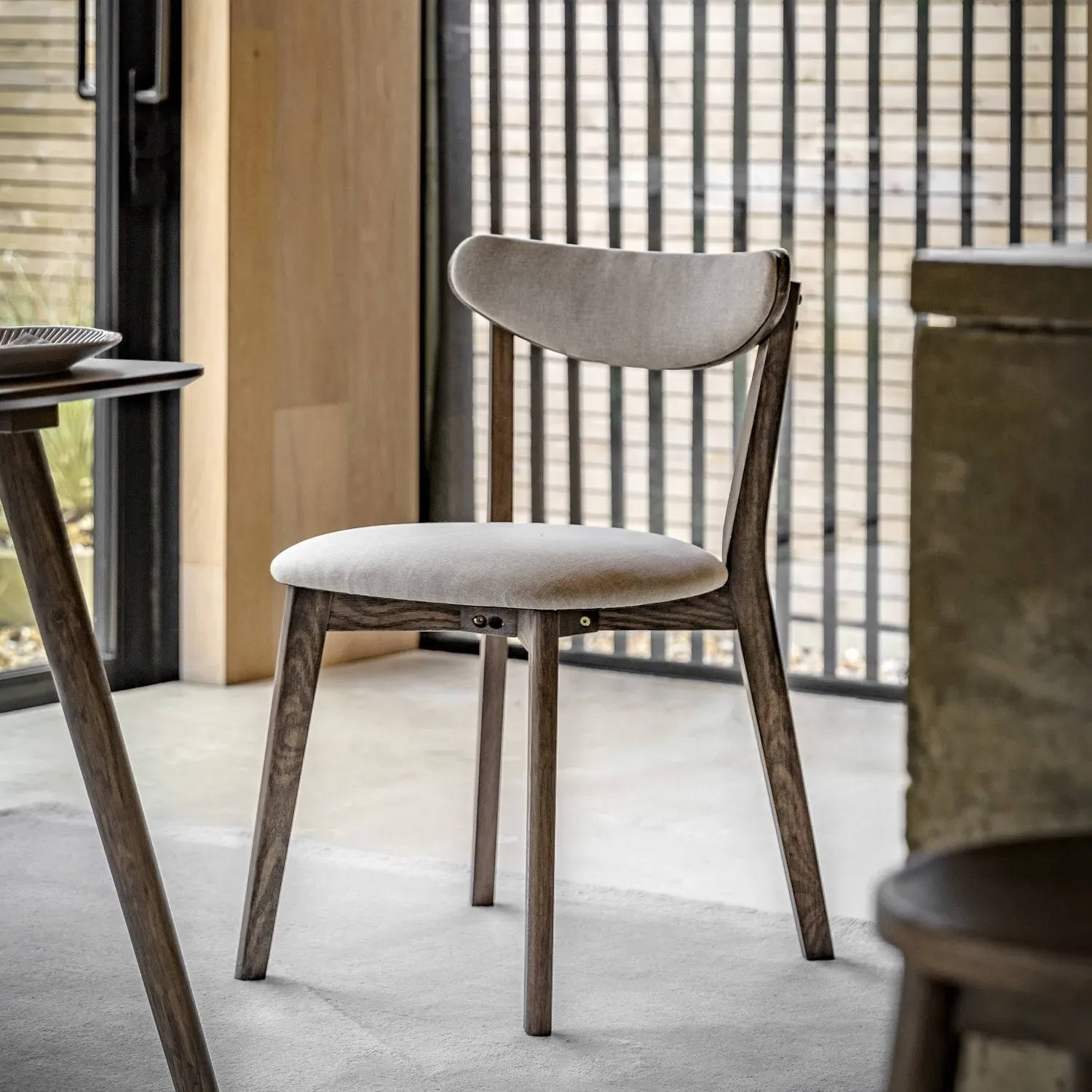 Set of 2 Upholstered Dining Chairs - Brown, Wood
