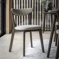 Set of 2 Upholstered Dining Chairs - Brown, Wood