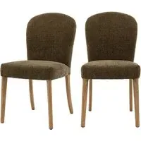 Set of 2 Upholstered Dining Chairs - Green, Fabric