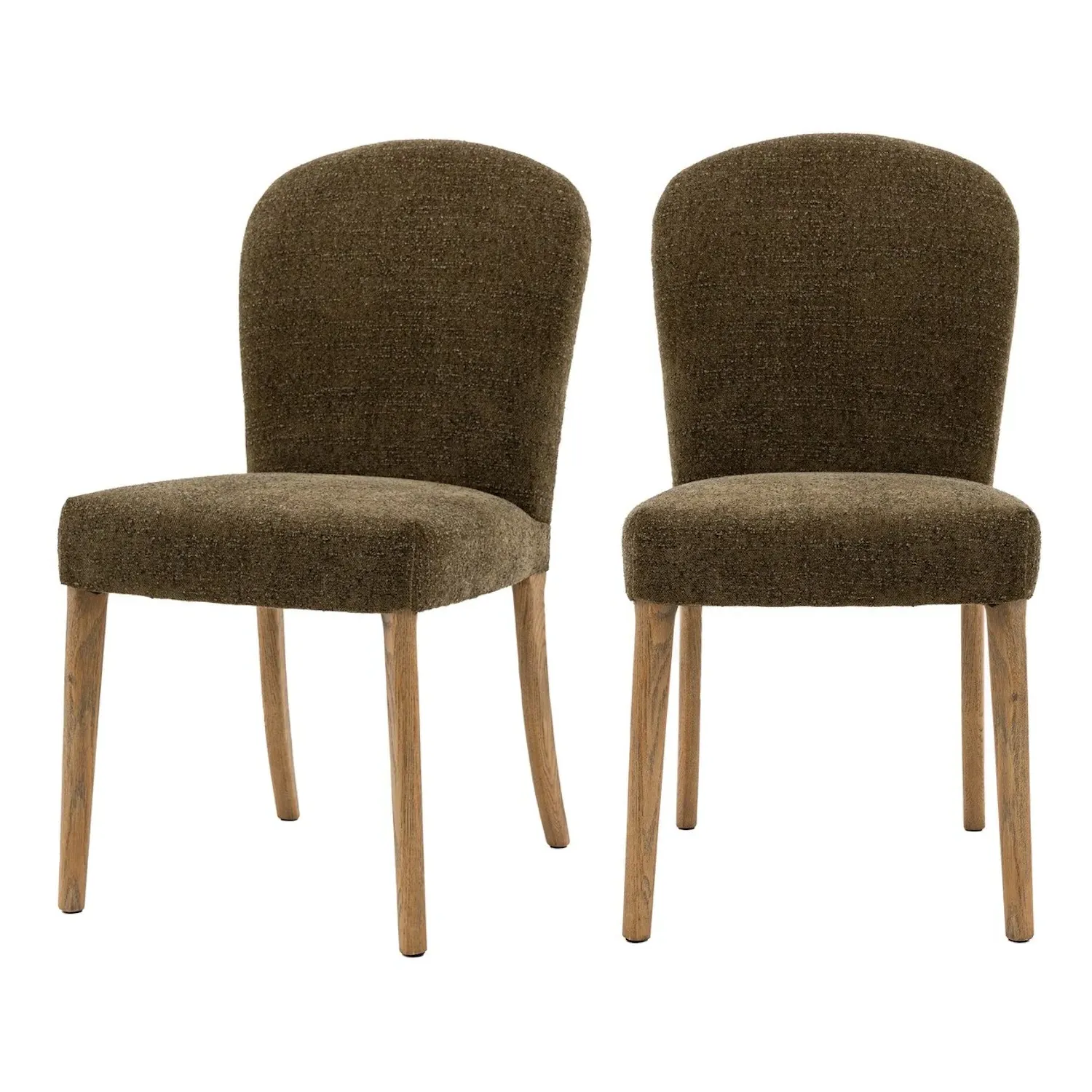 Set of 2 Upholstered Dining Chairs - Green, Fabric